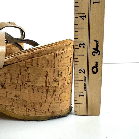 Stella Mccartney Patent Leather Ankle Strapped Cork Wedge Sandals Women’s Sz 6 - Picture 7 of 7